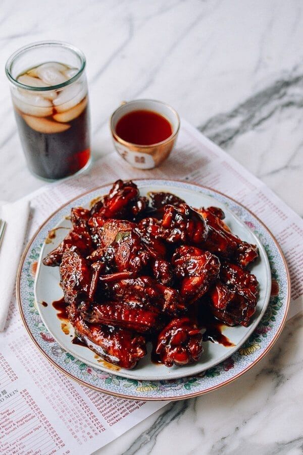 Sticky chicken wings on a plate