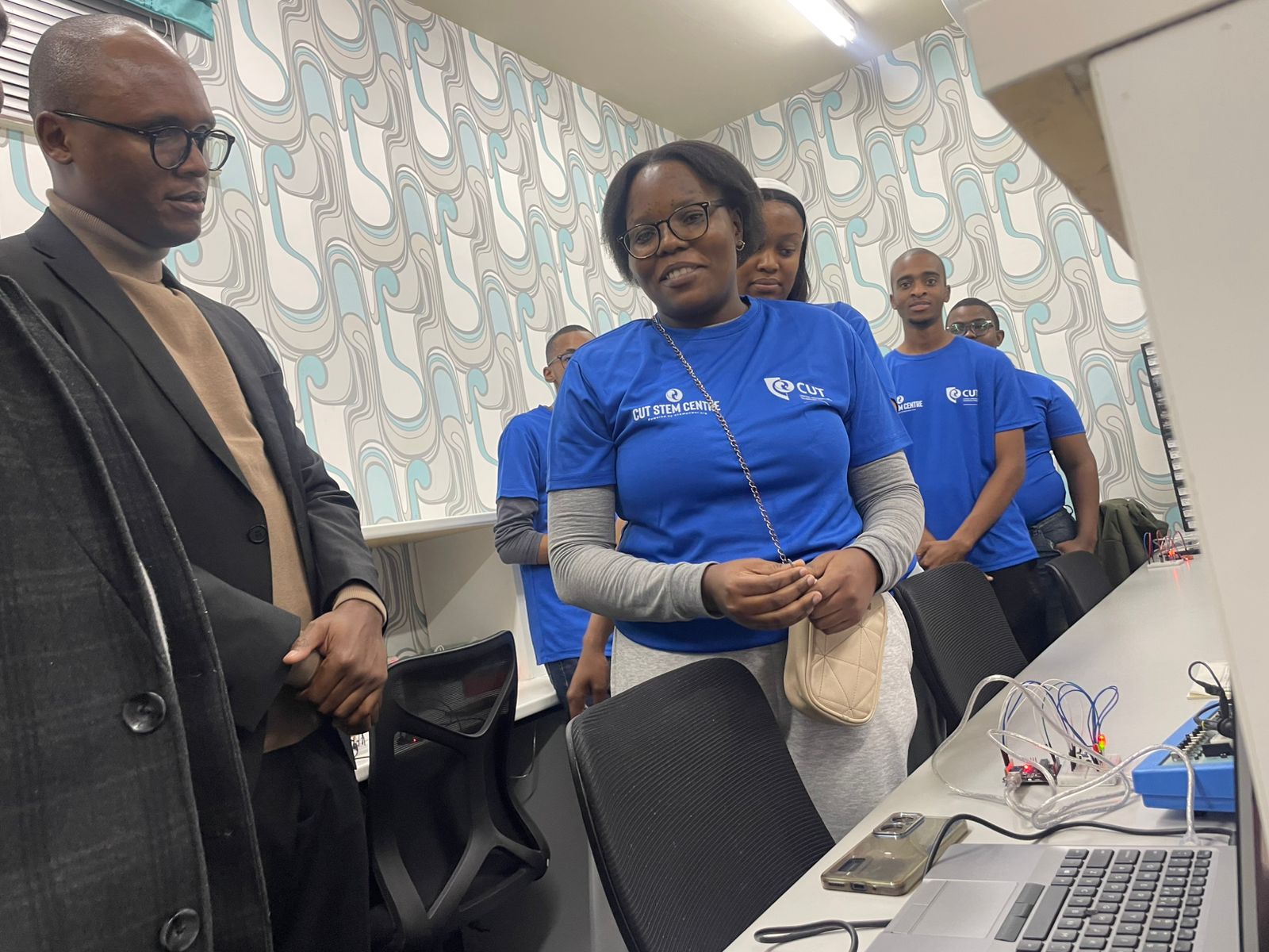 Students showcasing their projects to the Minister and other memebers.Photo:Refilwe Bekane