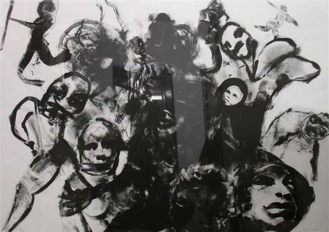 Nigel Mullins, Hopeful Monsters, 2000, Lithograph on paper, 1 m x 75 cm