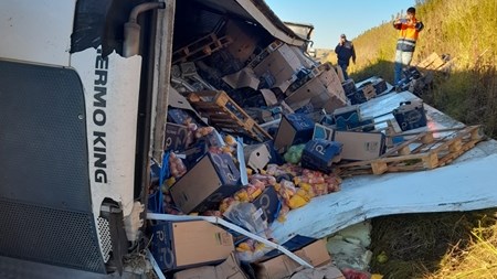 Truck, loaded with fruit, looted after it overturned on N1 Truck, loaded with fruit, looted after it overturned on N1 | News Article