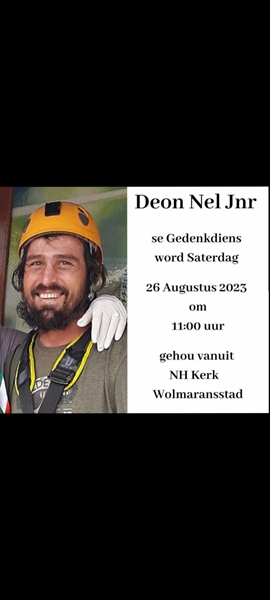 Gedenkdiens Saterdag vir vermiste Deon Nel gehou | News Article