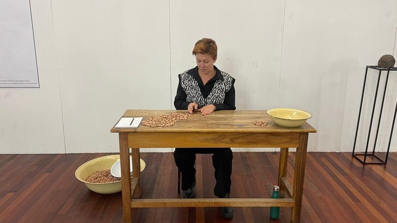 Artist Carin Bester counts kernels to combat hunger | News Article