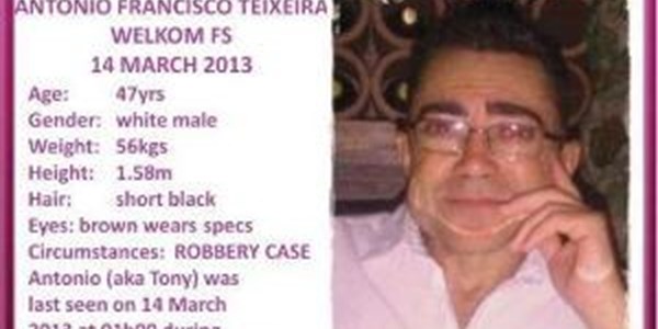 R10 000 reward to help find missing Welkom man R10 000 reward to help find missing Welkom man | News Article