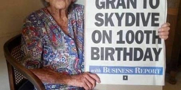 Skydiving granny still paying tax at 100 | News Article