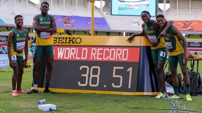 SA break U20 4 x 100m relay world record SA break U20 4 x 100m relay world record | News Article