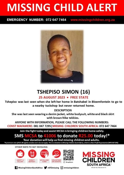 Teenager from Bloemfontein missing for almost two weeks | News Article