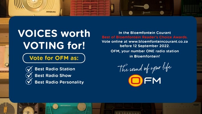 Vote for OFM in the 10th Best of Bloemfontein! Vote for OFM in the 10th Best of Bloemfontein! | News Article