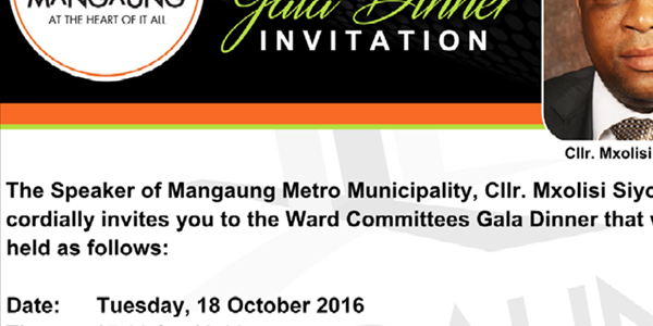 Mangaung Ward Councillors Gala dinner cancelled Mangaung Ward Councillors Gala dinner cancelled | News Article