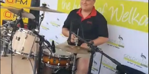 Saturday Express: WR Van Der Merwe join Shandor Potgieter on the drums at Goldfields Mall in Welkom. | News Article