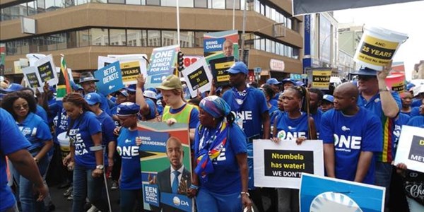 DA protesting with empty water buckets DA protesting with empty water buckets | News Article