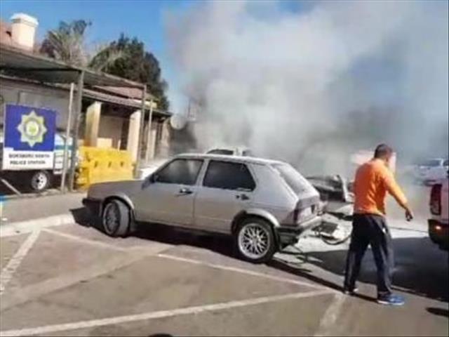 WATCH: Woman allegedly torches husband’s car outside police station | News Article