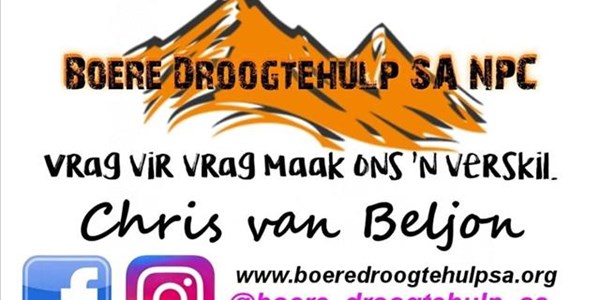 Boere Droogtehulp SA maak staat op gemeenskap se ondersteuning Boere Droogtehulp SA maak staat op gemeenskap se ondersteuning | News Article