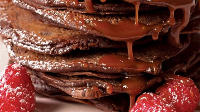 Your Weekend Breakfast Recipe - Double Chocolate Pancakes with Salted Caramel Sauce | News Article